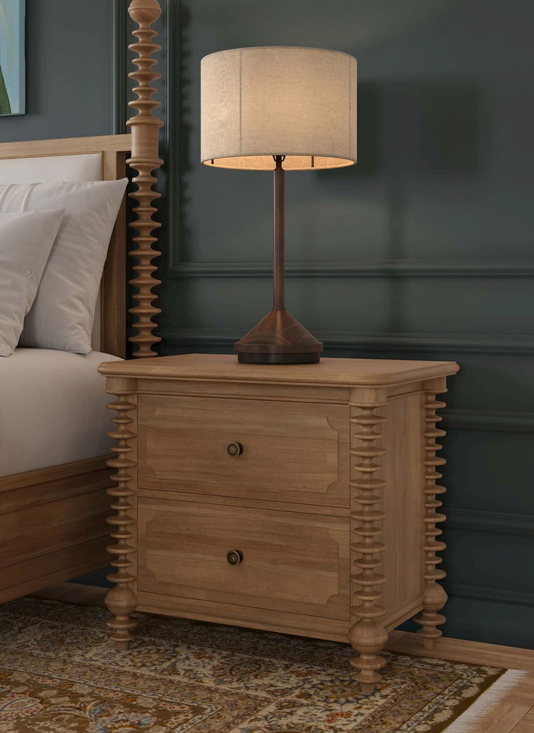 Bramble Milano 2 Drawer Bedside Table — Fruit Wood