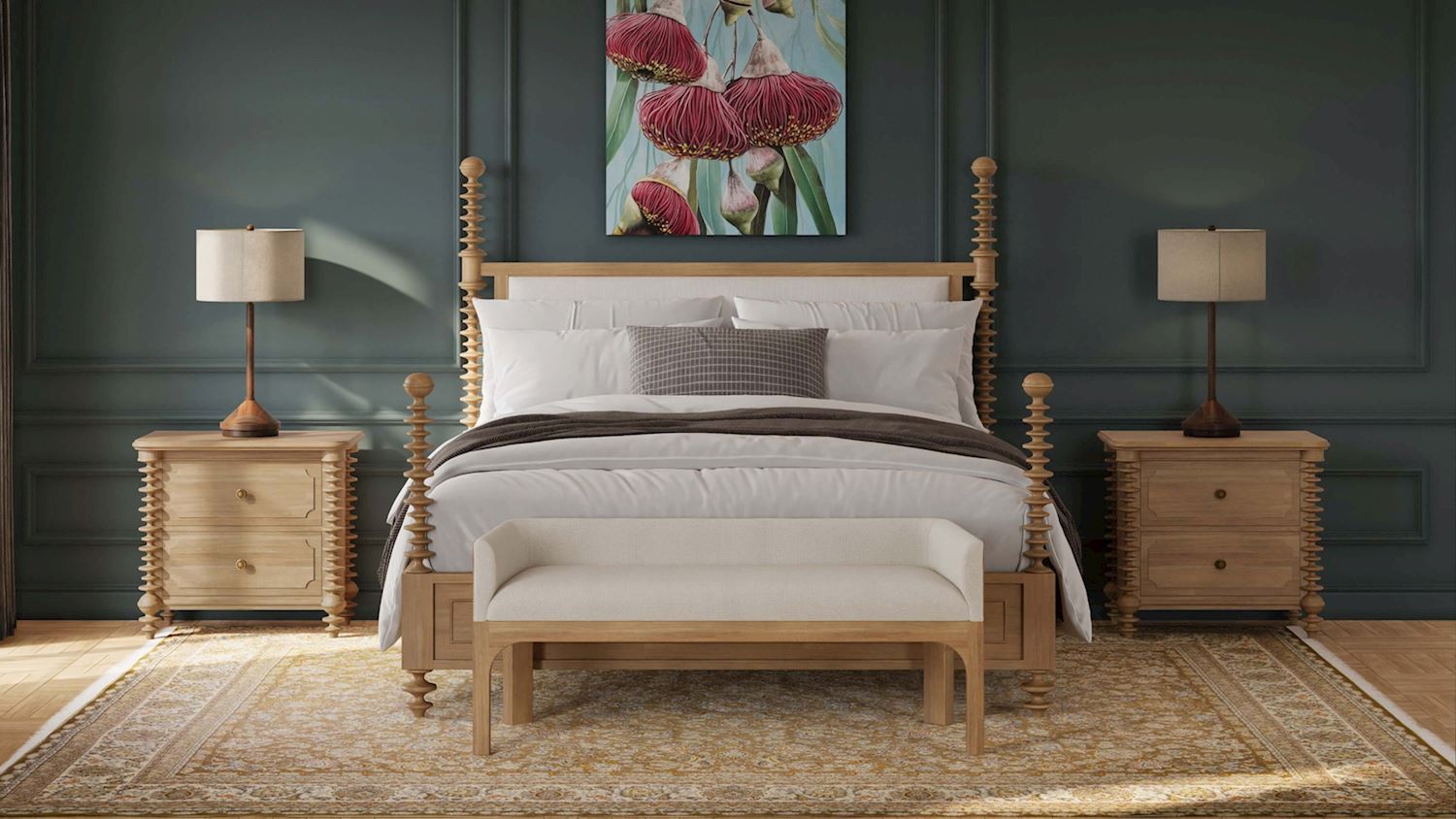 Bramble Milano 2 Drawer Bedside Table — Fruit Wood