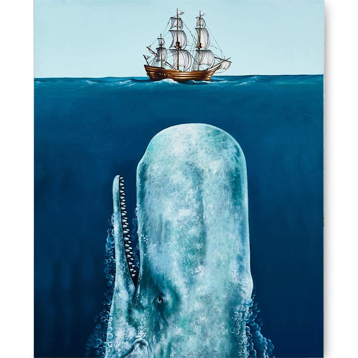Bramble Whale and Ship on Canvas 36 x 48