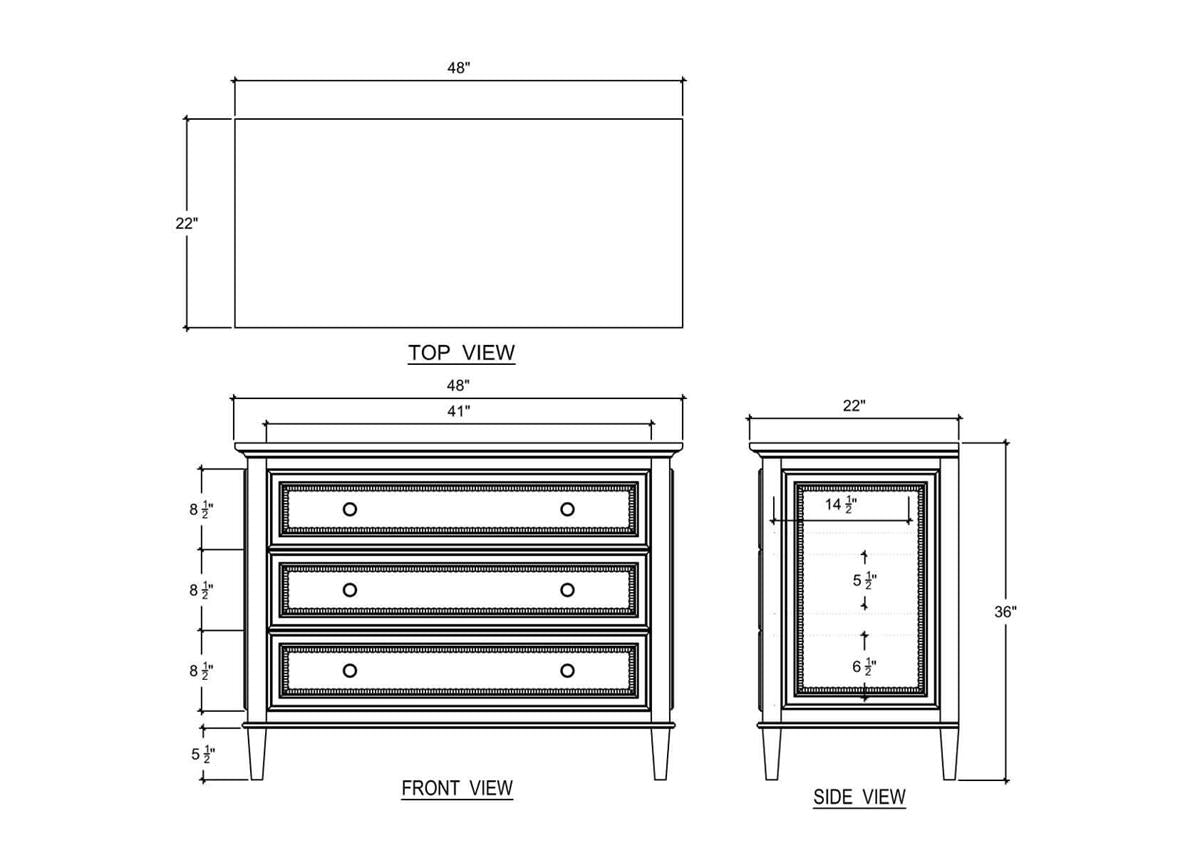 Bramble Vivienne 3 Drawer Dresser — Dark Walnut