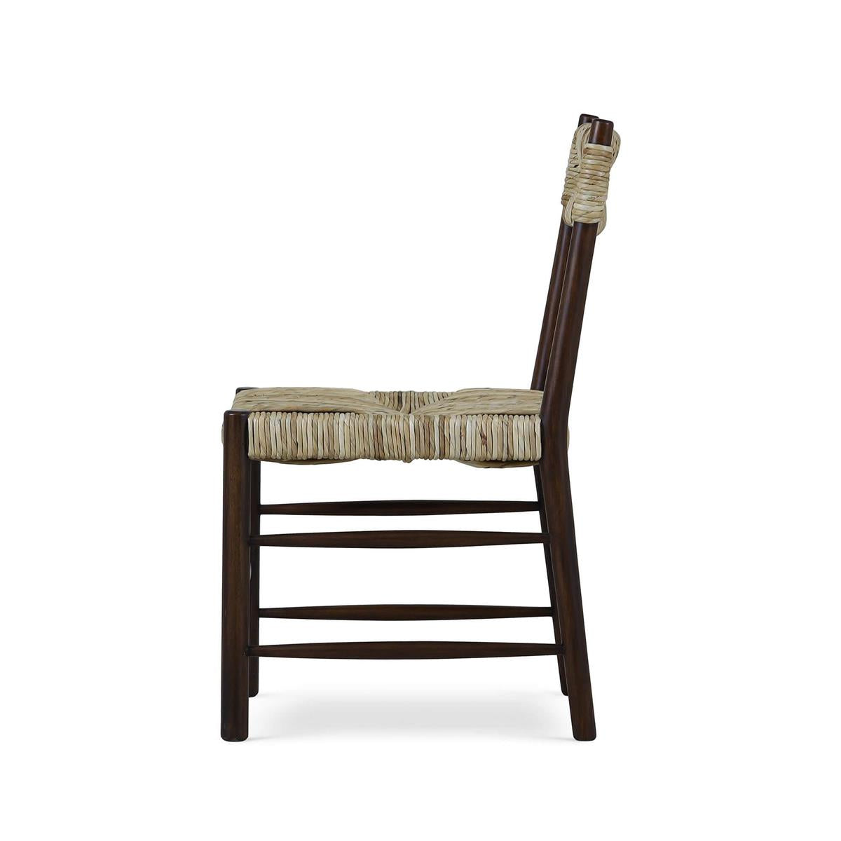 Bramble Lenox Dining Chair w/ Rush Seat — Matt Teak Brown