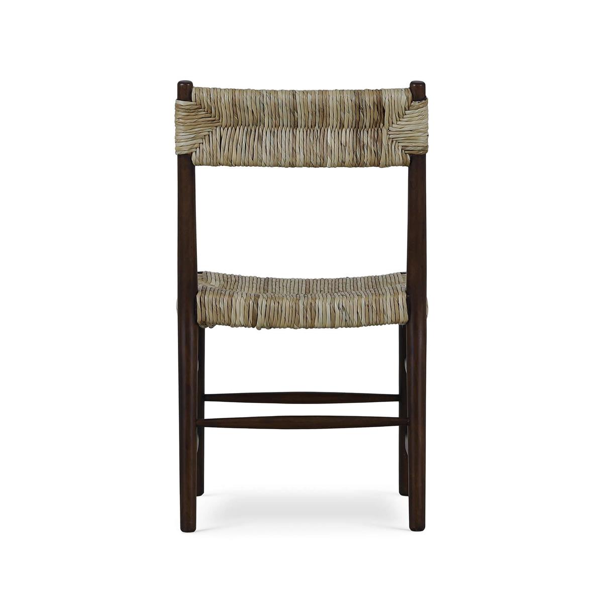 Bramble Lenox Dining Chair w/ Rush Seat — Matt Teak Brown