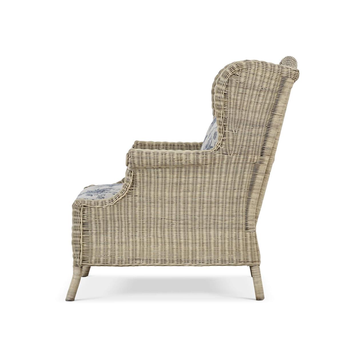 Bramble Marina Rattan Chair — Rattan Natural / Le Jardin Blue