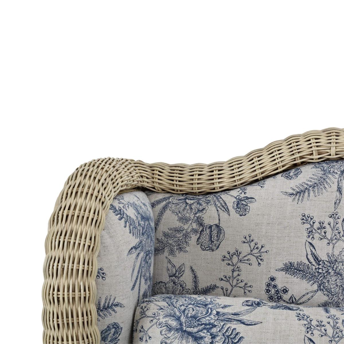 Bramble Marina Rattan Chair — Rattan Natural / Le Jardin Blue