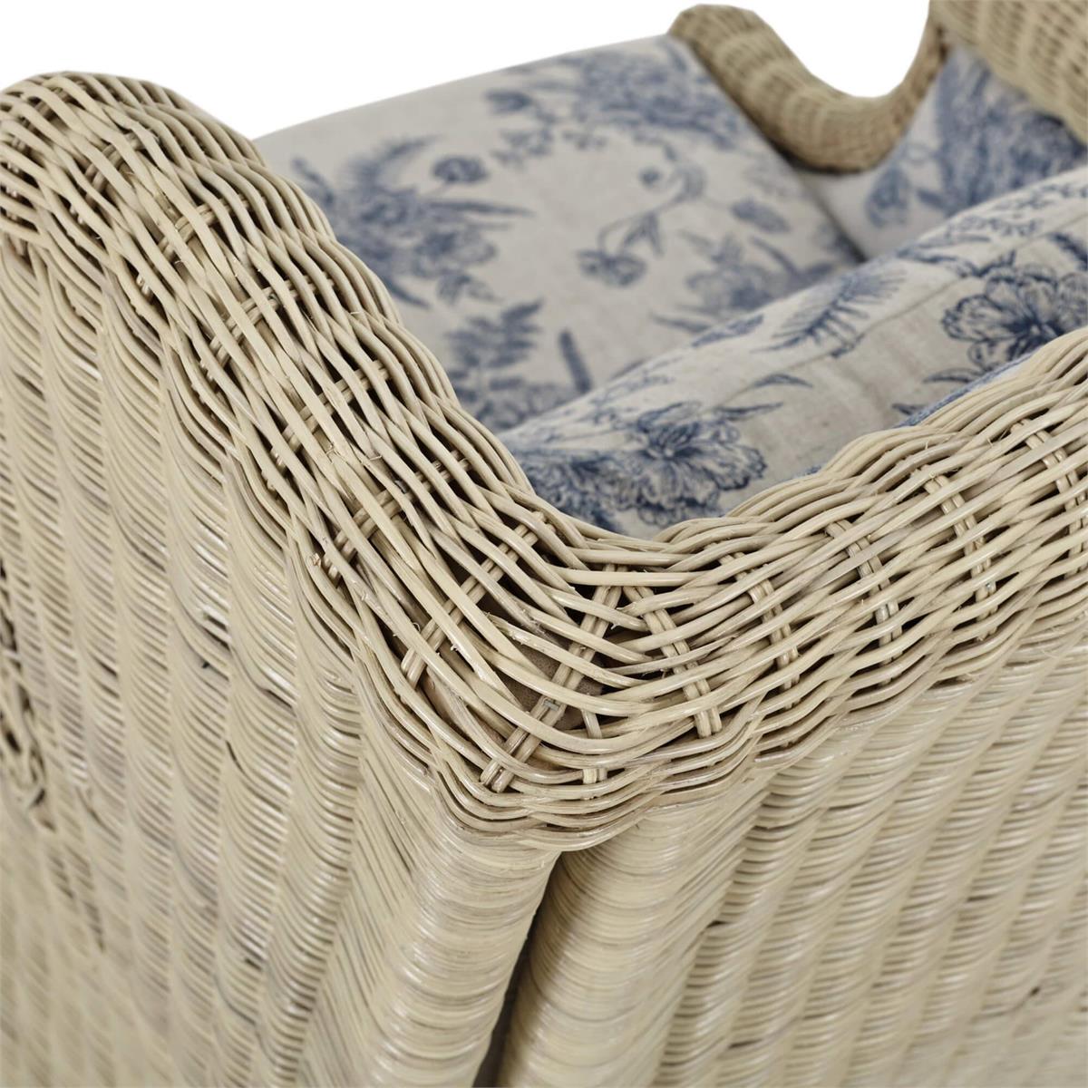 Bramble Marina Rattan Chair — Rattan Natural / Le Jardin Blue