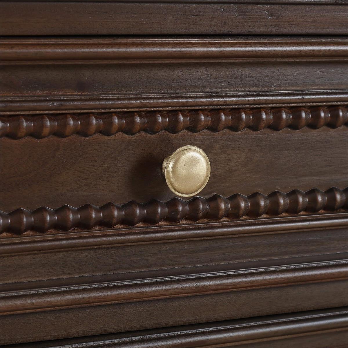 Bramble Vivienne 3 Drawer Bedside Large Table — Dark Walnut