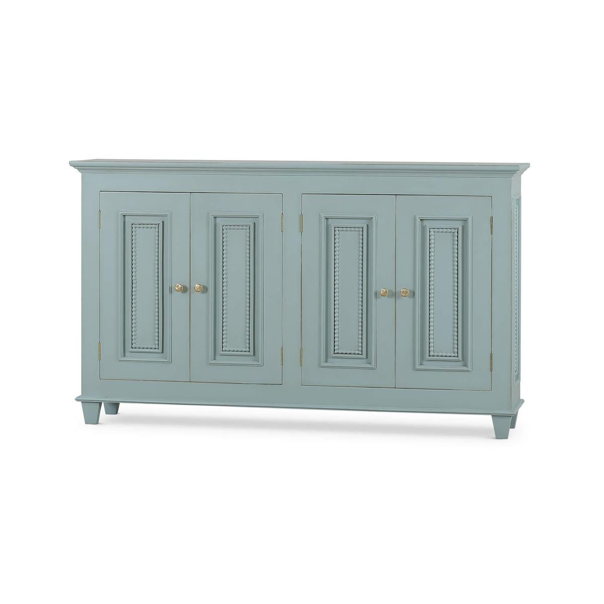 Bramble Vivienne 4 Door Narrow Sideboard — Vintage Moss Green / Light Distressed