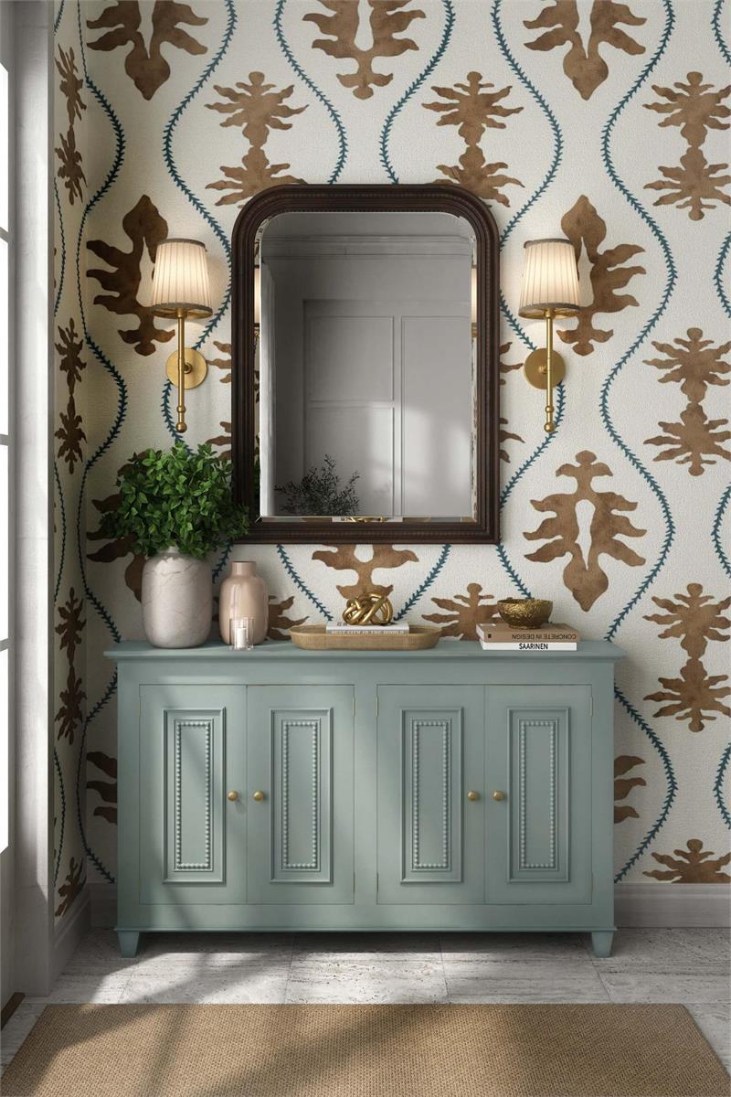Bramble Vivienne 4 Door Narrow Sideboard — Vintage Moss Green / Light Distressed