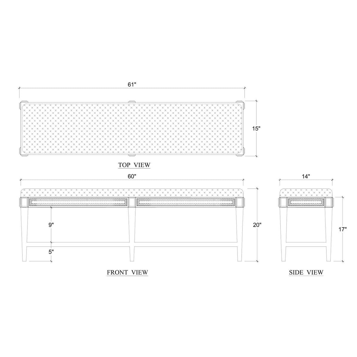 Bramble Vivienne Medium Bench — Dark Walnut / Dinara Natural