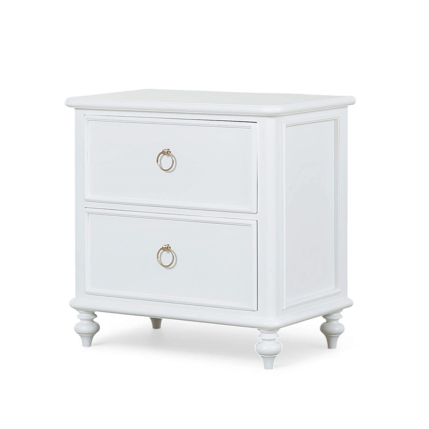 Bramble Savannah 2 Drawer Bedside Table — Architectural White / No Distress