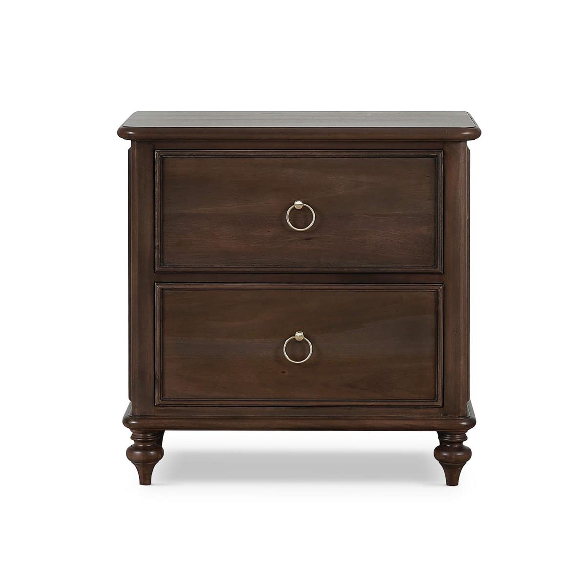 Bramble Savannah 2 Drawer Bedside Table — Dark Walnut