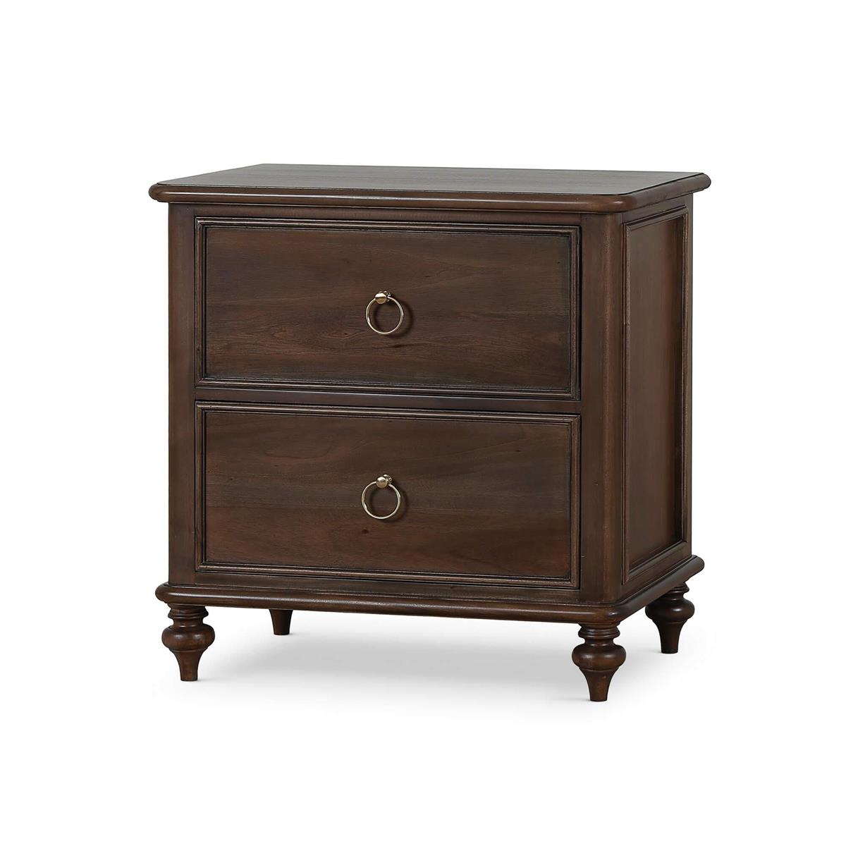 Bramble Savannah 2 Drawer Bedside Table — Dark Walnut