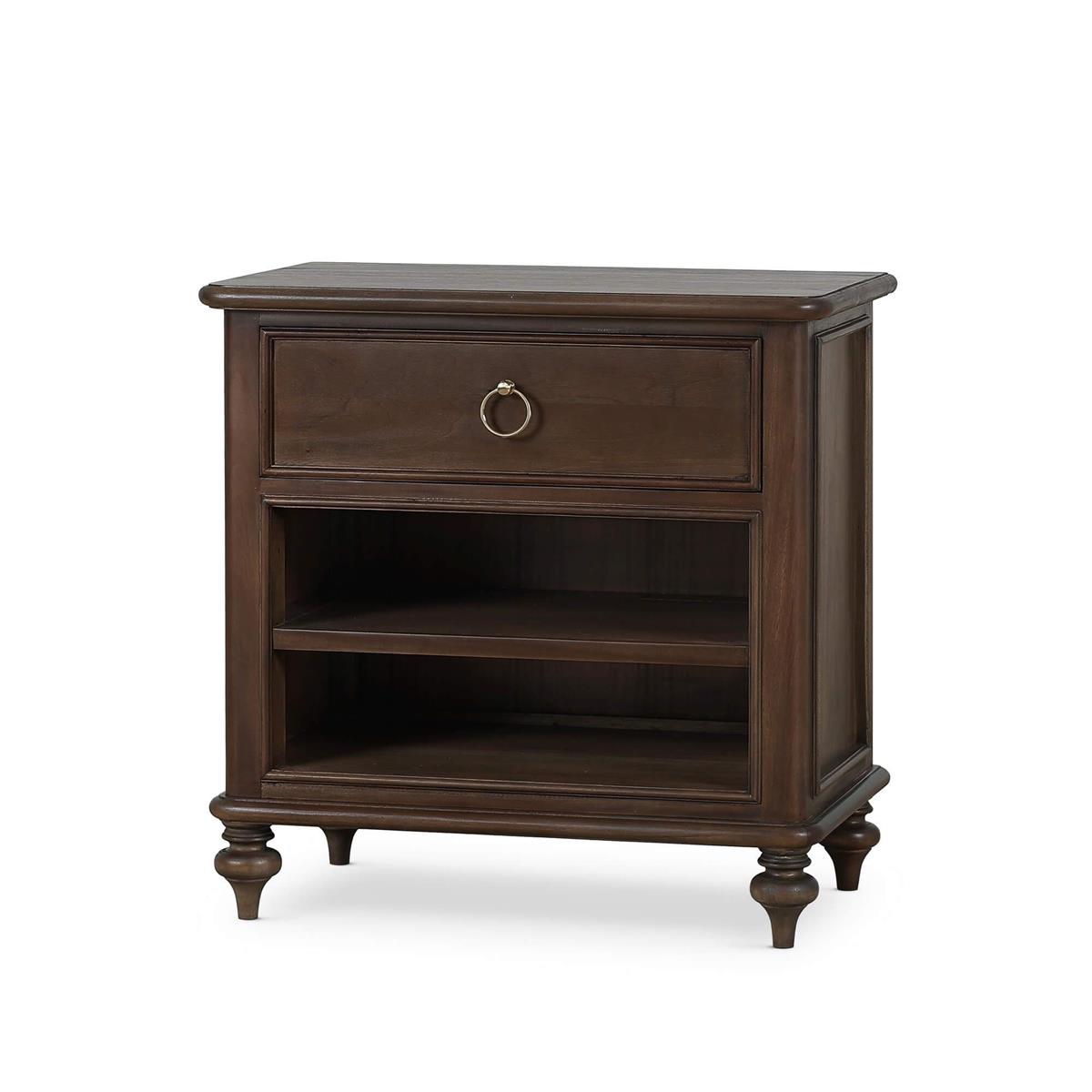 Bramble Savannah Bedside Table w/ Open Shelf — Dark Walnut