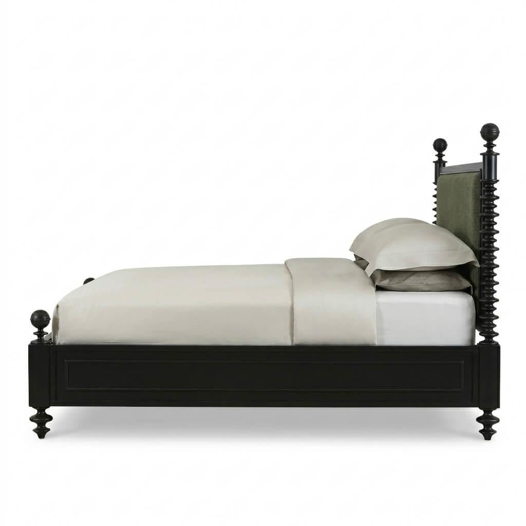 Bramble Milano Upholstered King Bed — Batavia Black / Thames Moss Green
