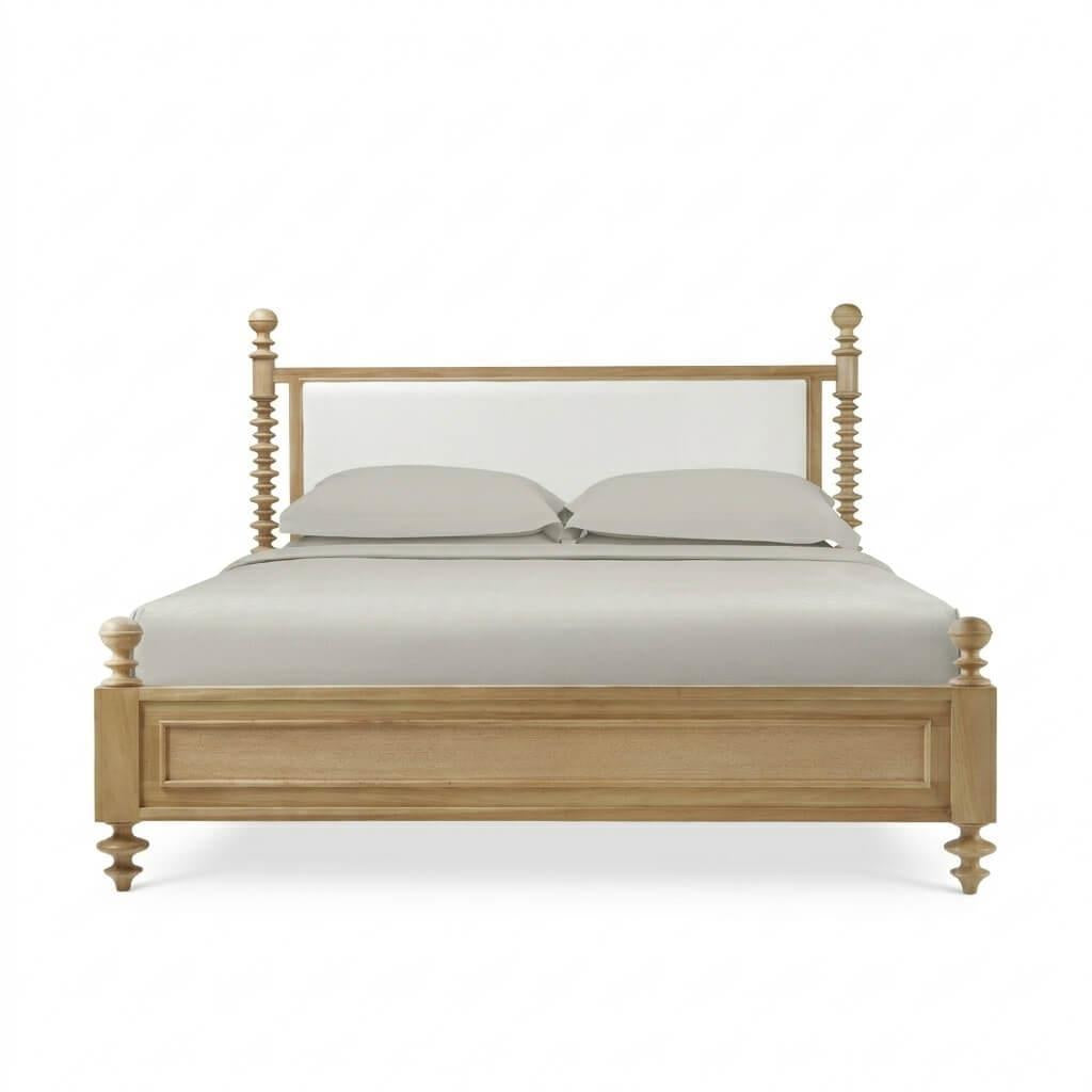 Bramble Milano Upholstered King Bed — Fruit Wood / Arctic