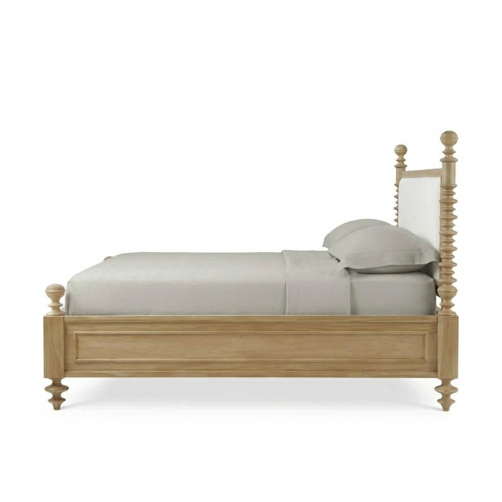 Bramble Milano Upholstered King Bed — Fruit Wood / Arctic