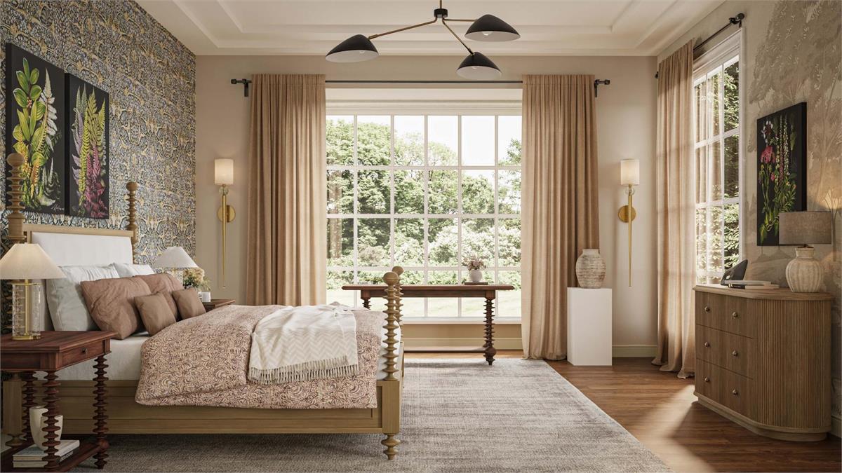 Bramble Milano Upholstered King Bed — Fruit Wood / Arctic