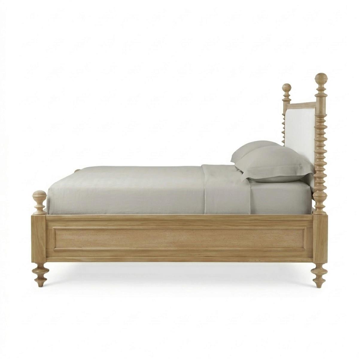 Bramble Milano Upholstered Queen Bed — Fruit Wood / Arctic
