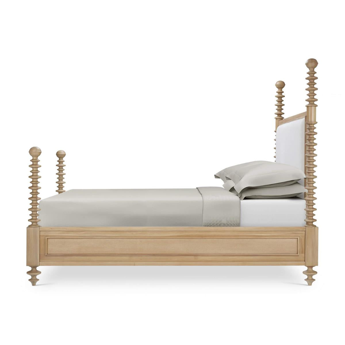 Bramble Milano Upholstered Queen Bed — Fruit Wood / Arctic