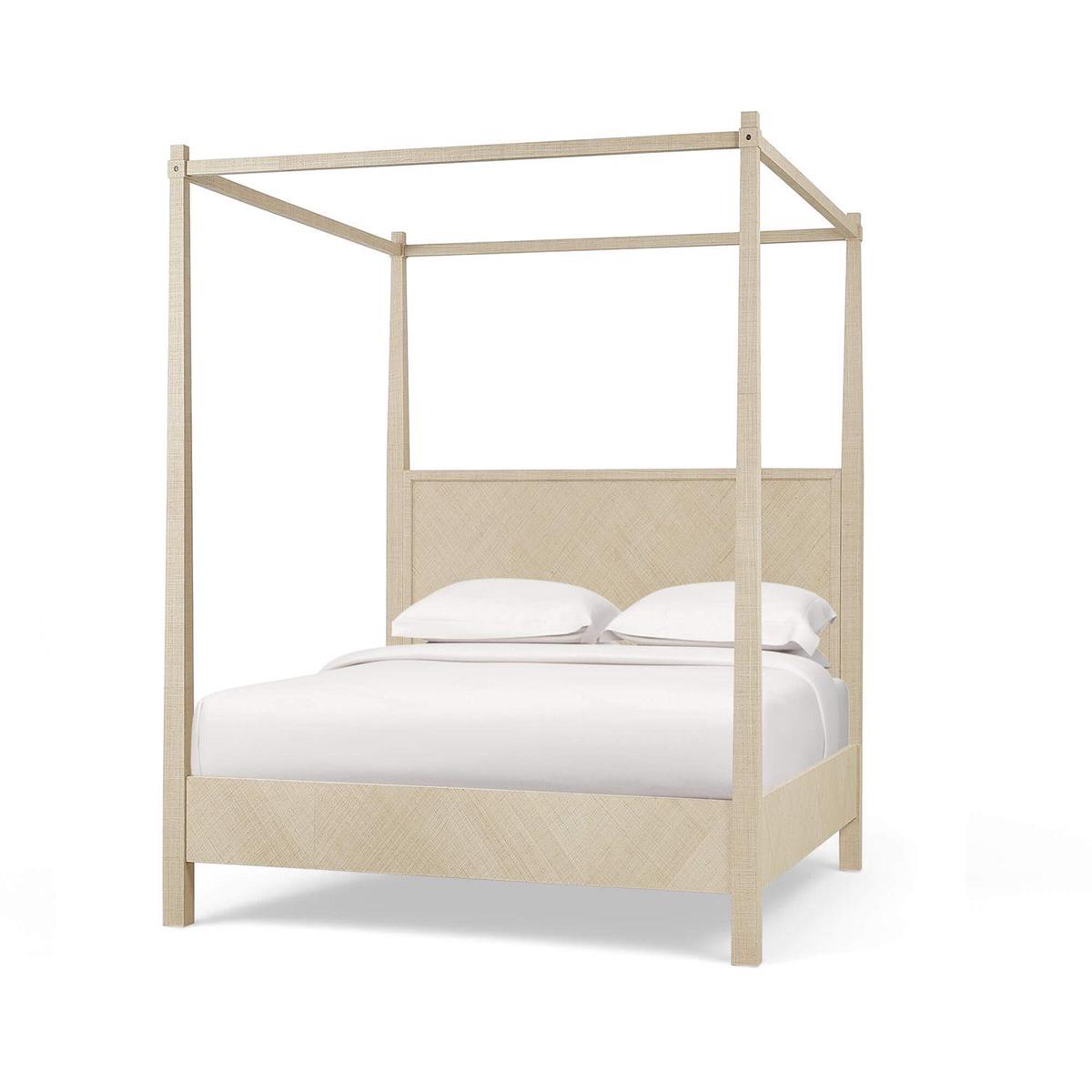 Bramble Luna Canopy Queen Bed - Raw Raffia