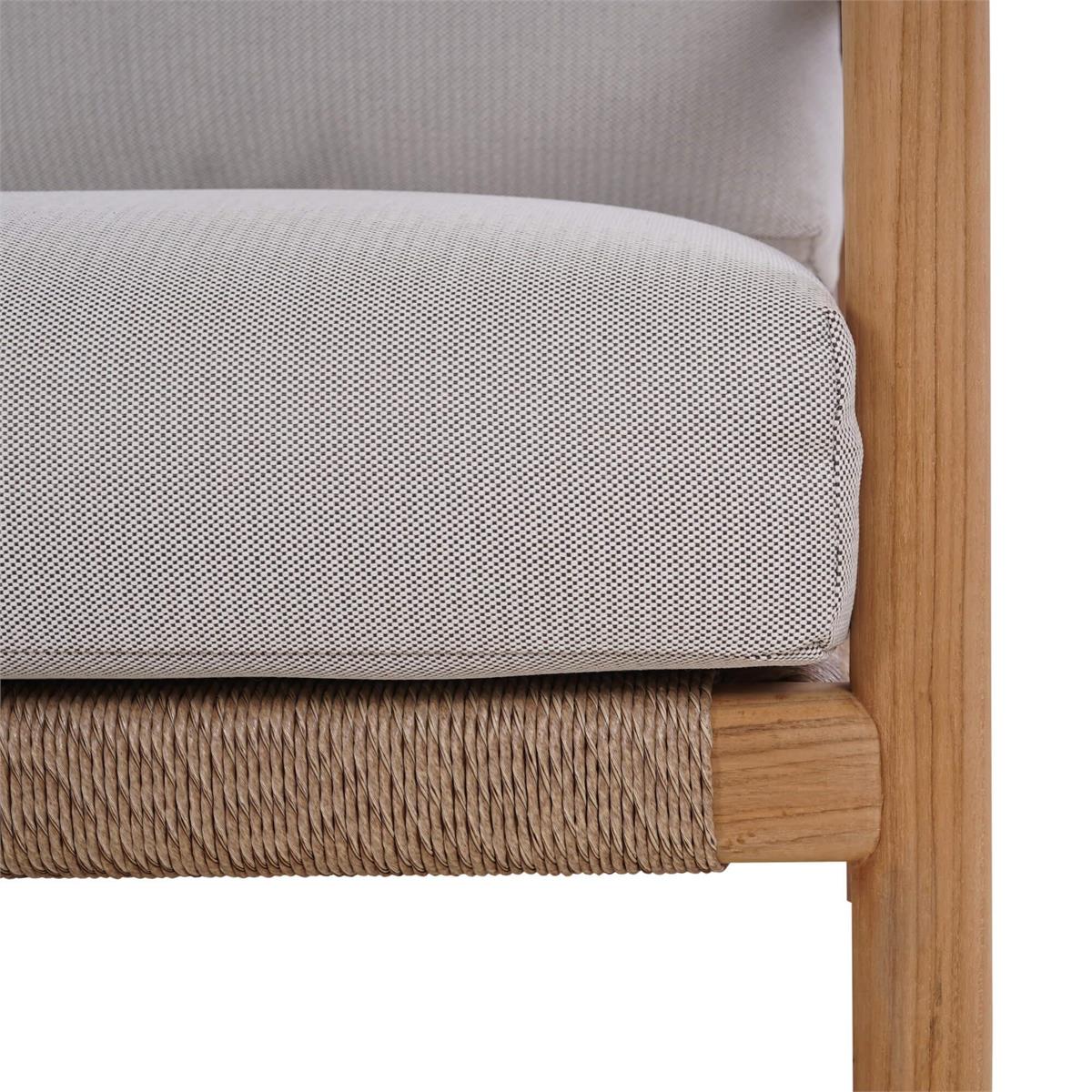 Bramble Jackson 2 Seater w/ Seat & Back Cushions - Outdoor Teak — Natural Teak Fine Sanded / Sunbrella Sand Cream