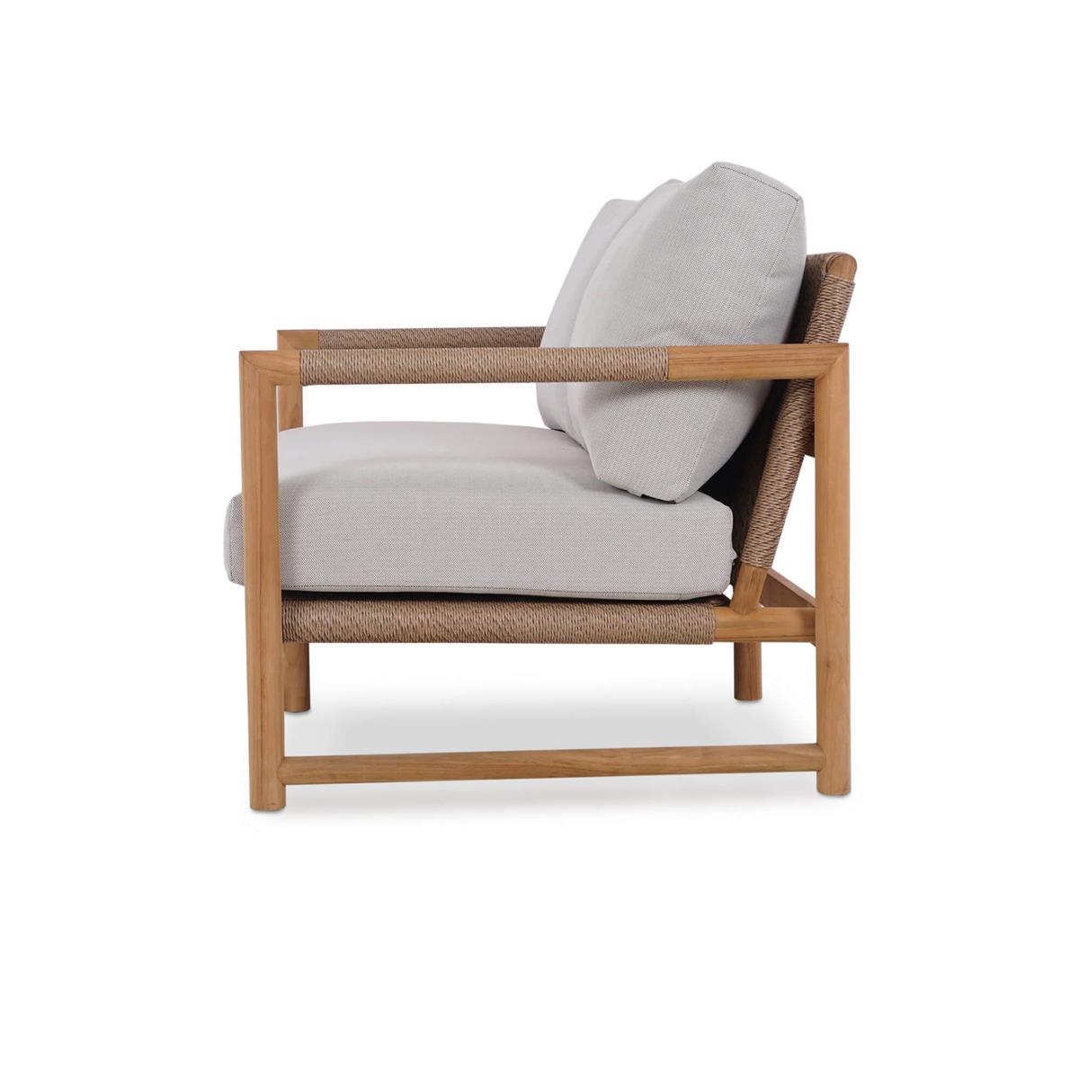 Bramble Jackson 2 Seater w/ Seat & Back Cushions - Outdoor Teak — Natural Teak Fine Sanded / Sunbrella Sand Cream