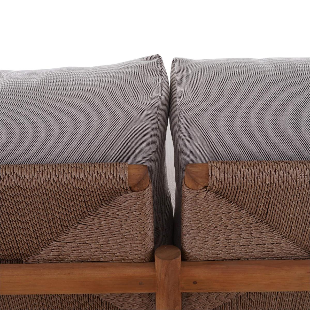 Bramble Jackson 2 Seater w/ Seat & Back Cushions - Outdoor Teak — Natural Teak Fine Sanded / Sunbrella Sand Cream
