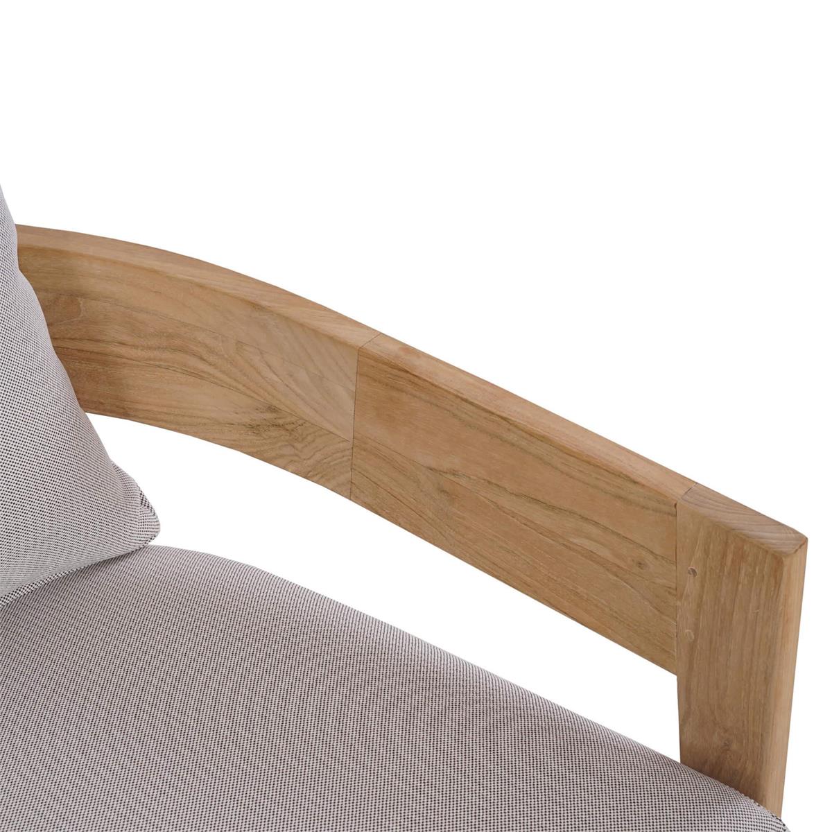 Bramble Raleigh 2 Seater w/ Seat & Back Cushions - Outdoor Teak — Natural Teak Fine Sanded / Sunbrella Sand Cream