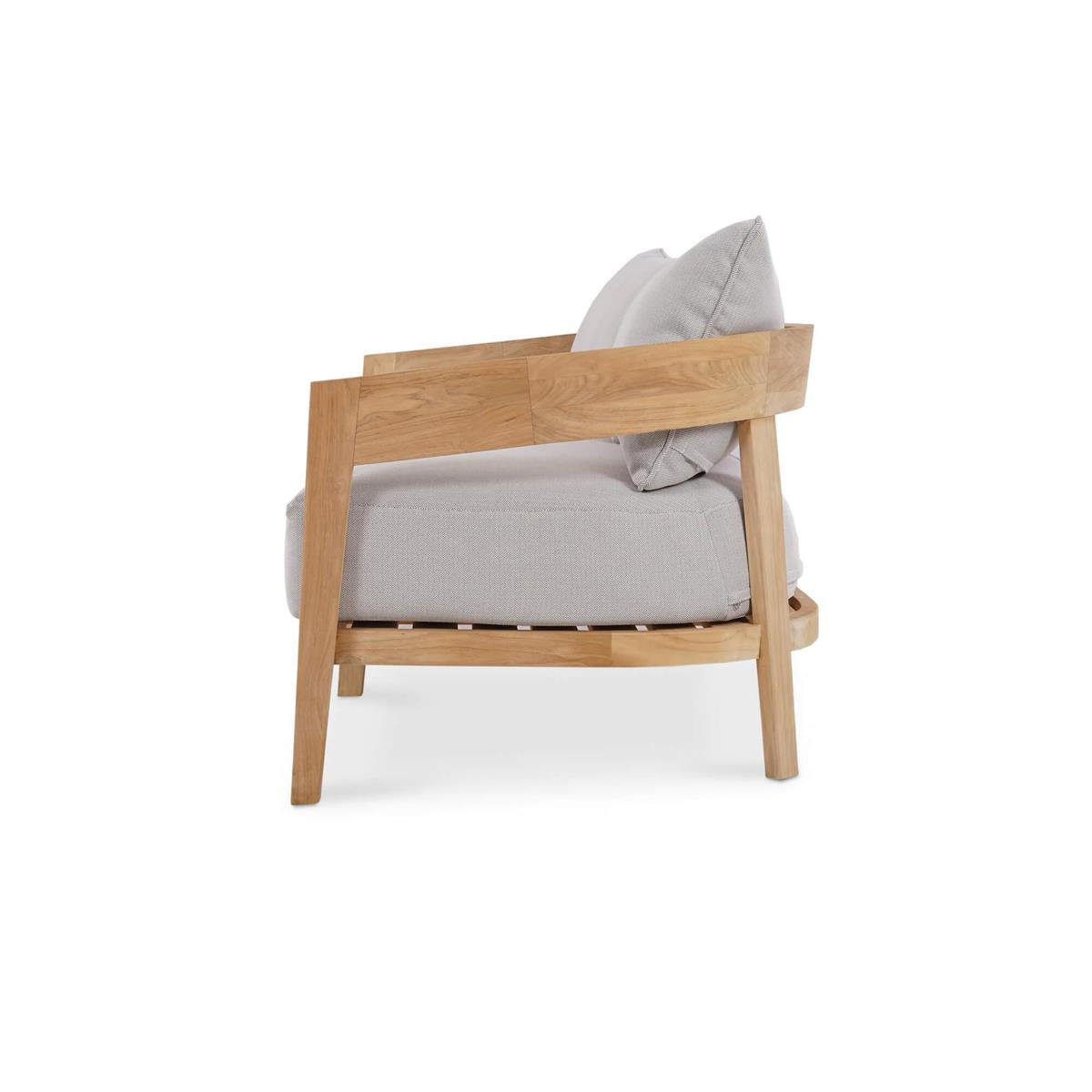 Bramble Raleigh 2 Seater w/ Seat & Back Cushions - Outdoor Teak — Natural Teak Fine Sanded / Sunbrella Sand Cream