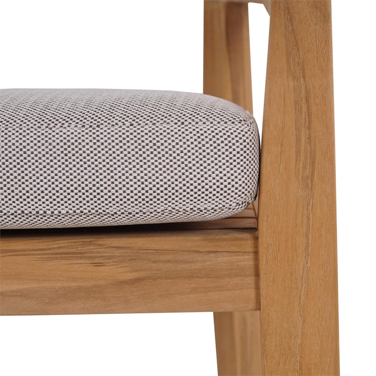 Bramble Raleigh Counter Stool w/ Seat Cushion - Outdoor Teak — Natural Teak Fine Sanded / Sunbrella Sand Cream