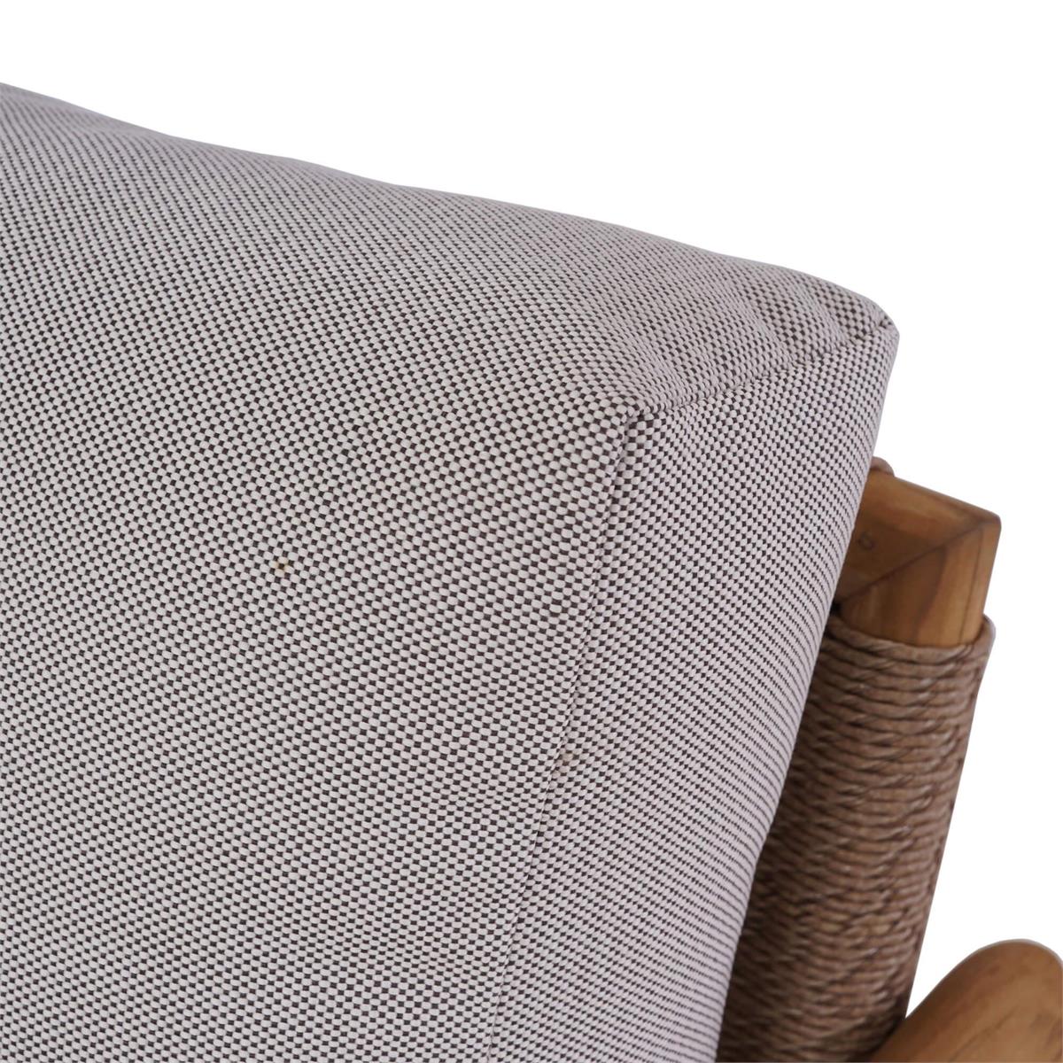 Bramble Jackson Single Seater w/ Seat & Back Cushions - Outdoor Teak — Natural Teak Fine Sanded / Sunbrella Sand Cream