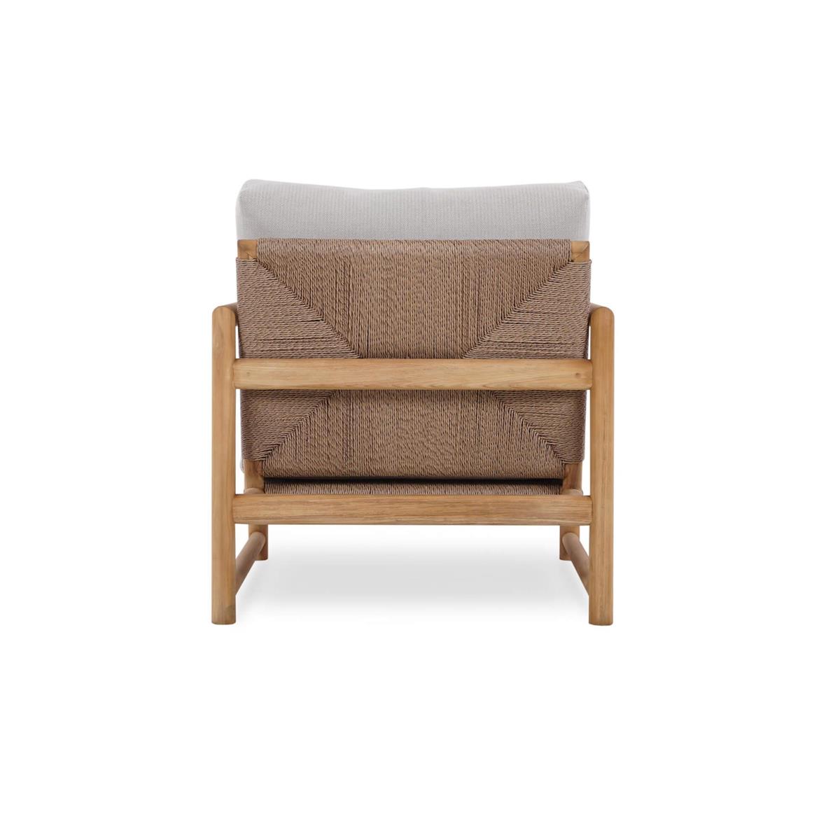 Bramble Jackson Single Seater w/ Seat & Back Cushions - Outdoor Teak — Natural Teak Fine Sanded / Sunbrella Sand Cream