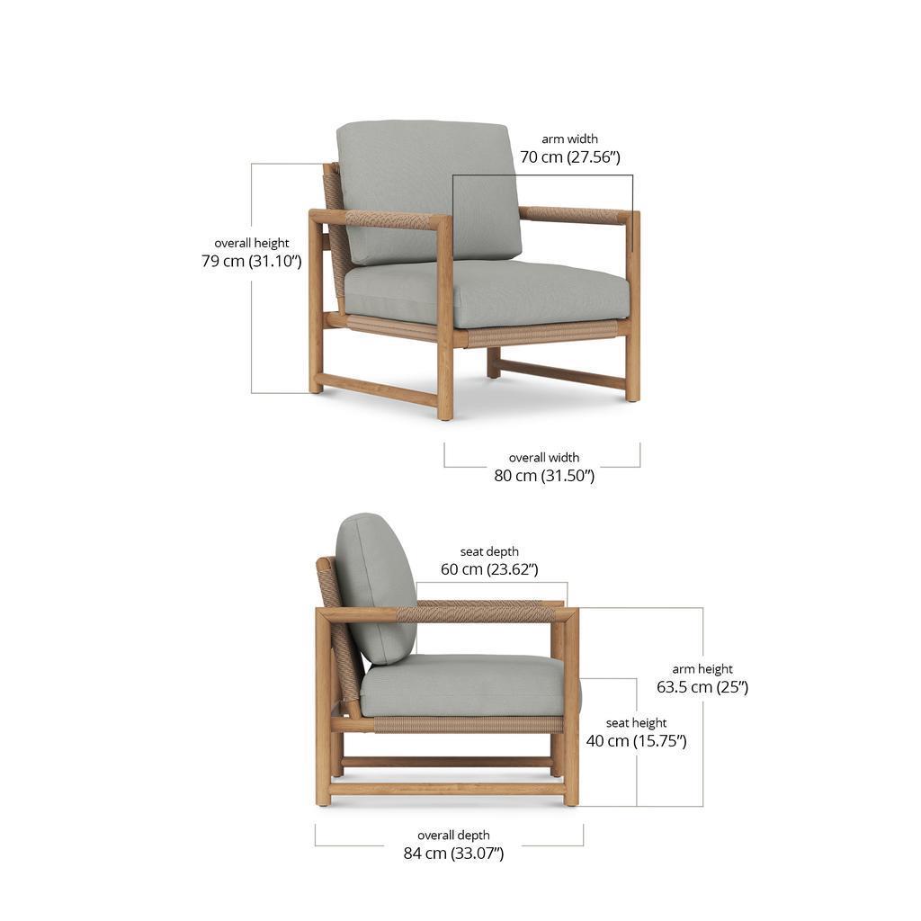 Bramble Jackson Single Seater w/ Seat & Back Cushions - Outdoor Teak — Natural Teak Fine Sanded / Sunbrella Sand Cream
