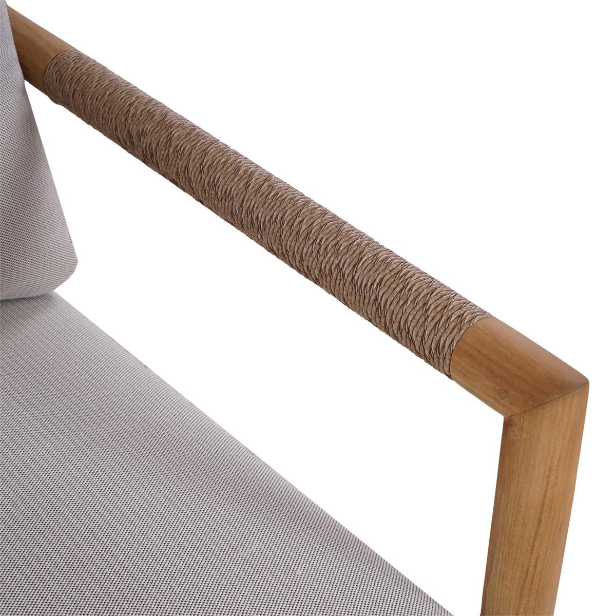 Bramble Jackson Single Seater w/ Seat & Back Cushions - Outdoor Teak — Natural Teak Fine Sanded / Sunbrella Sand Cream