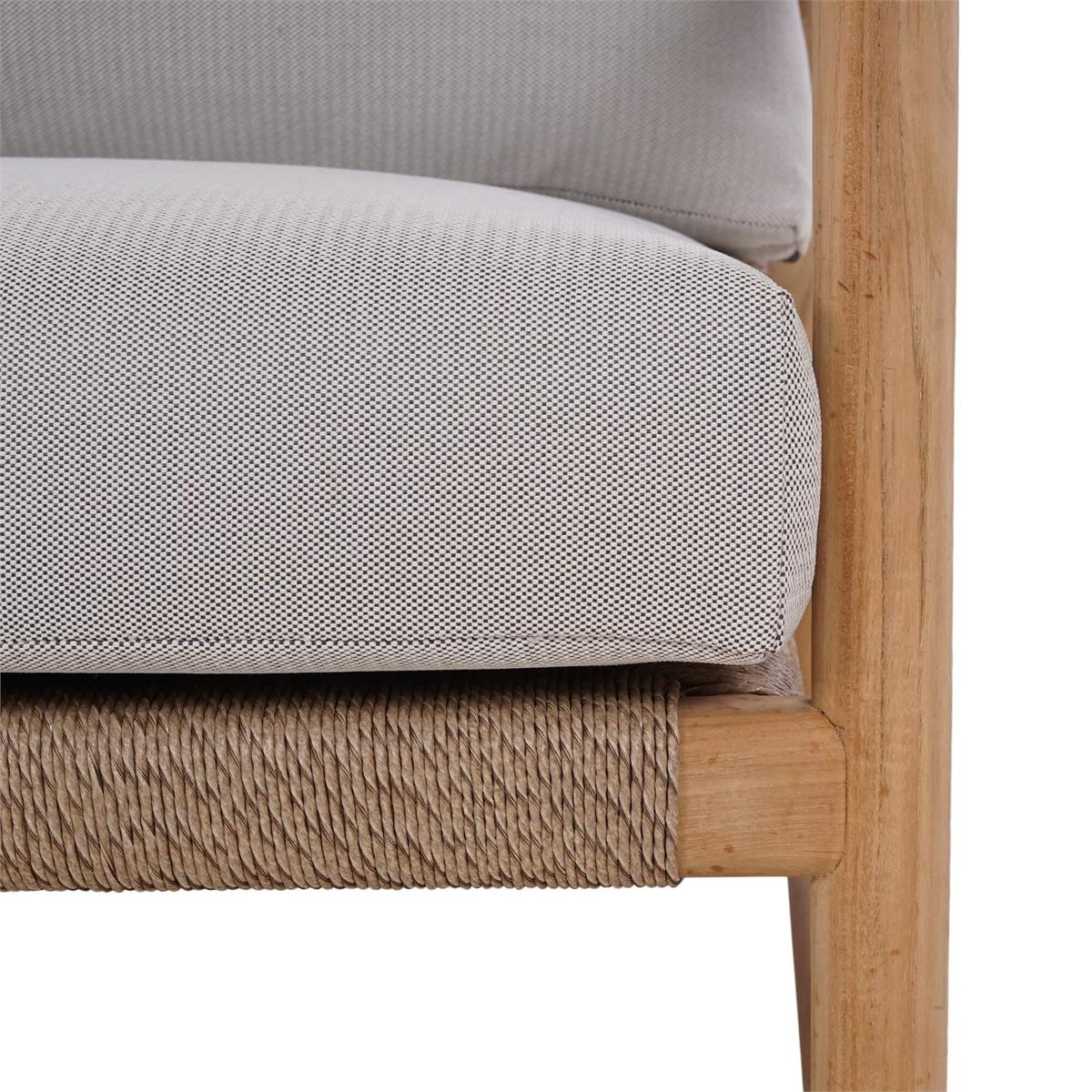 Bramble Jackson 3 Seater w/ Seat & Back Cushions - Outdoor Teak — Natural Teak Fine Sanded / Sunbrella Sand Cream