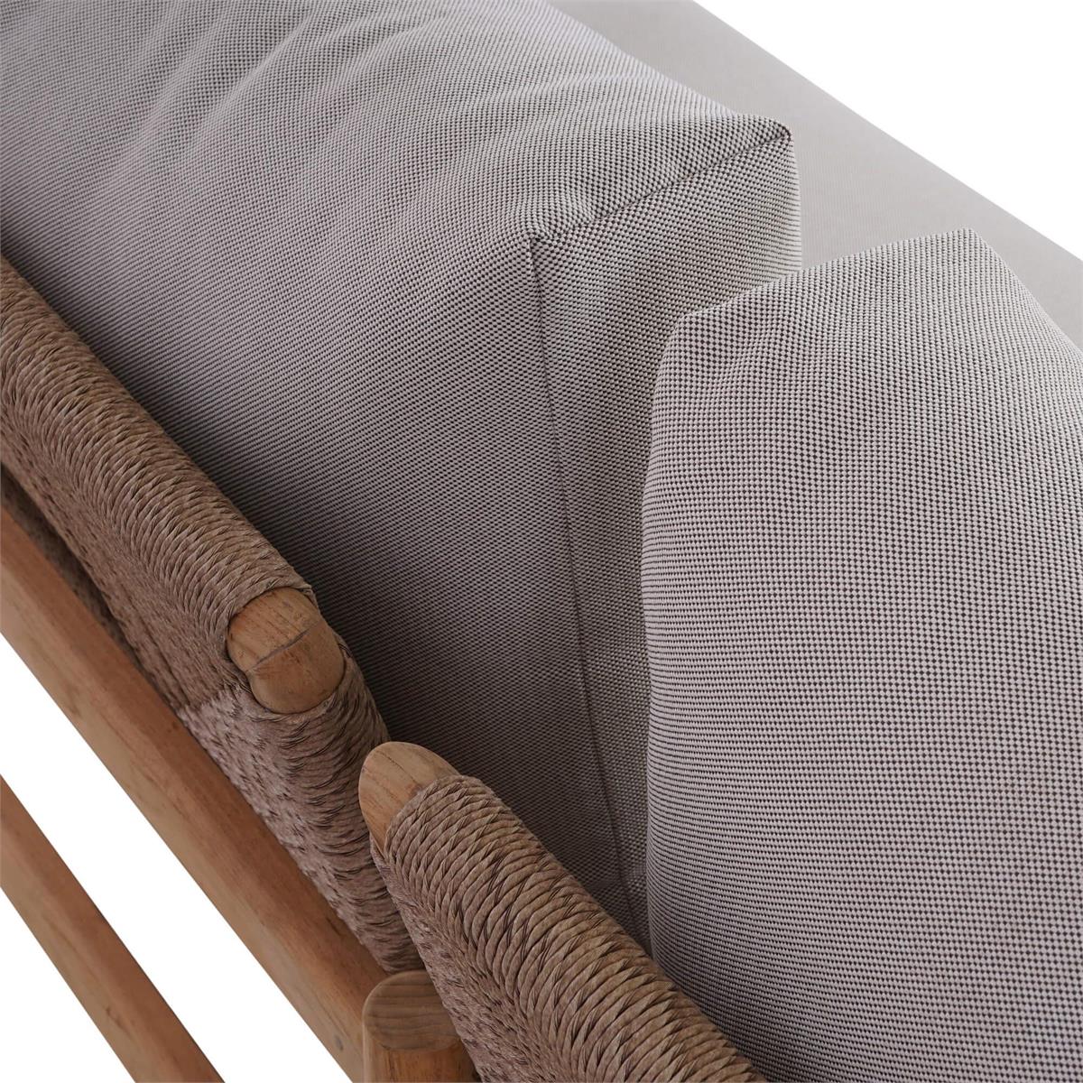 Bramble Jackson 3 Seater w/ Seat & Back Cushions - Outdoor Teak — Natural Teak Fine Sanded / Sunbrella Sand Cream