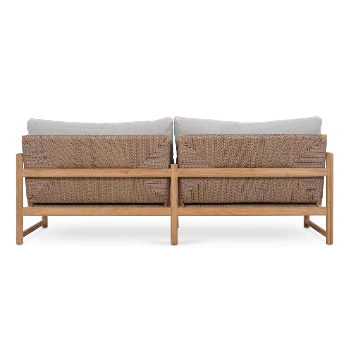 Bramble Jackson 3 Seater w/ Seat & Back Cushions - Outdoor Teak — Natural Teak Fine Sanded / Sunbrella Sand Cream