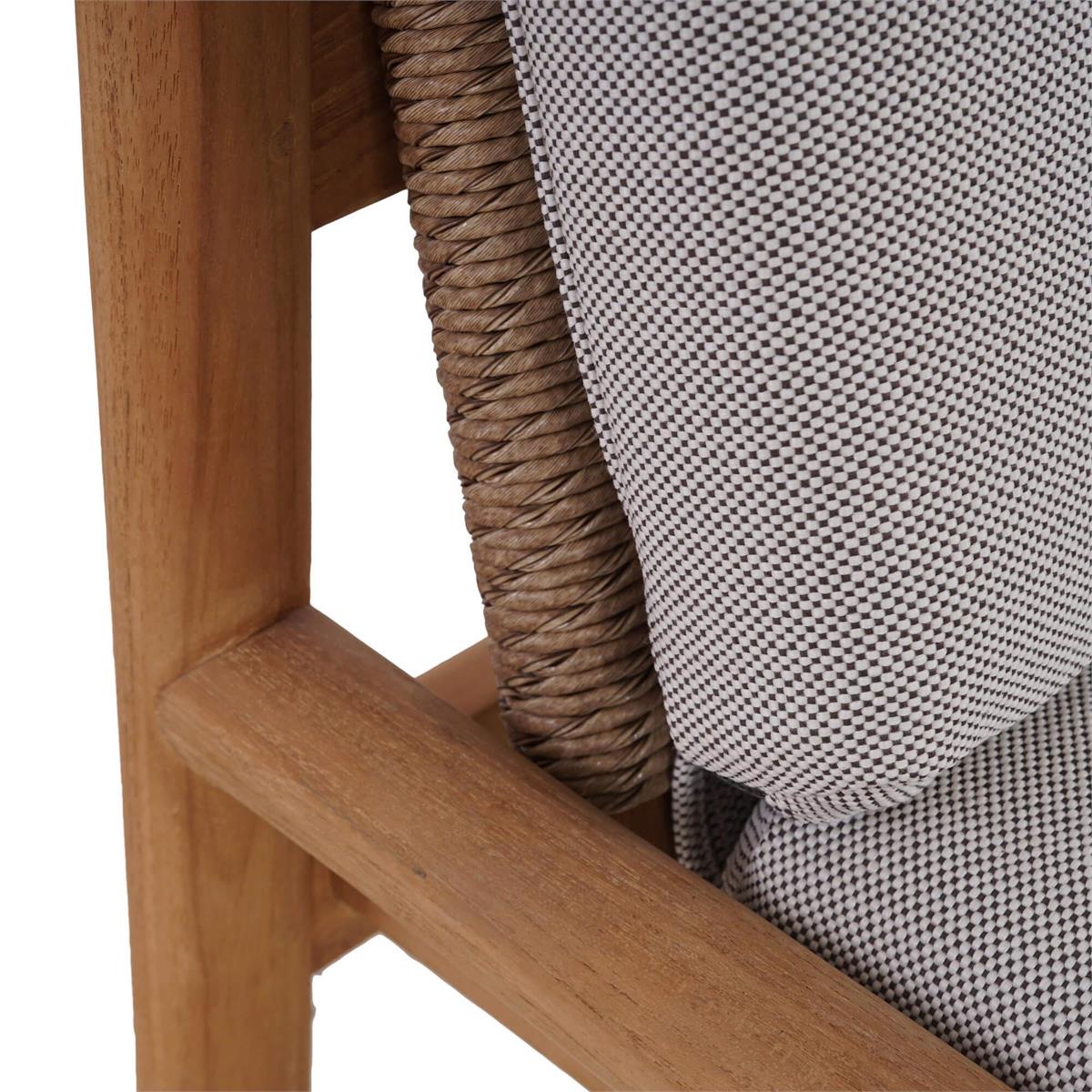 Bramble Jackson Side Chair w/ Seat & Back Cushions - Outdoor Teak — Natural Teak Fine Sanded / Sunbrella Sand Cream