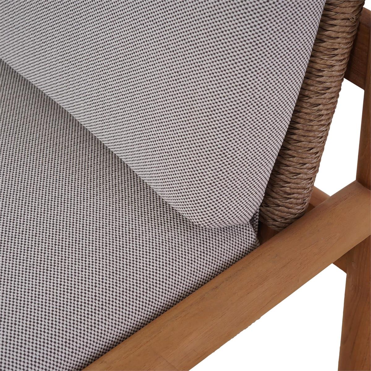 Bramble Jackson Side Chair w/ Seat & Back Cushions - Outdoor Teak — Natural Teak Fine Sanded / Sunbrella Sand Cream