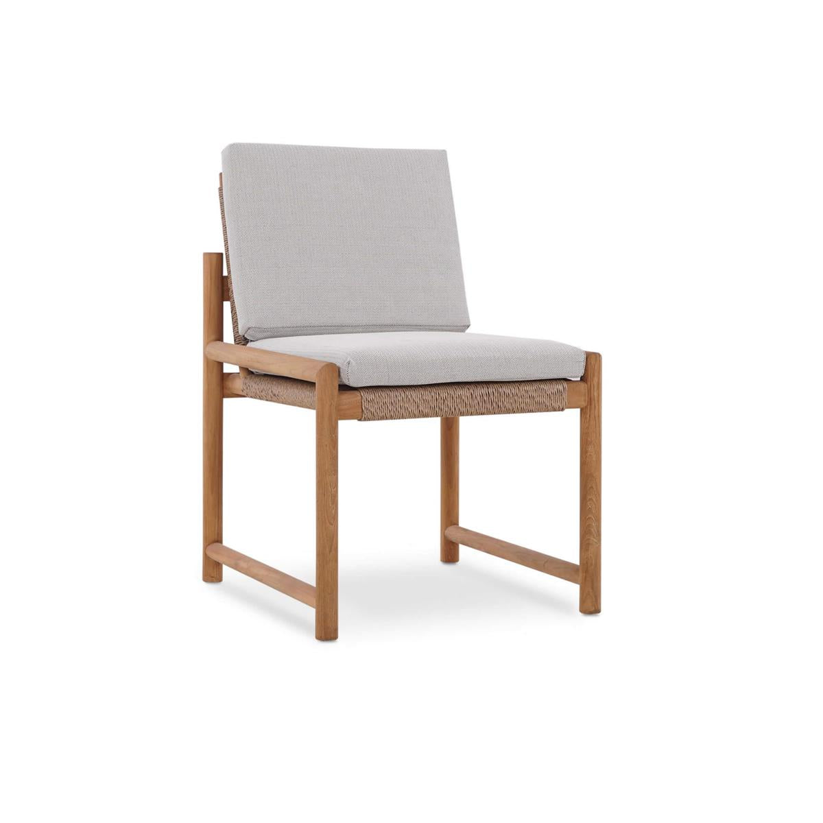 Bramble Jackson Side Chair w/ Seat & Back Cushions - Outdoor Teak — Natural Teak Fine Sanded / Sunbrella Sand Cream