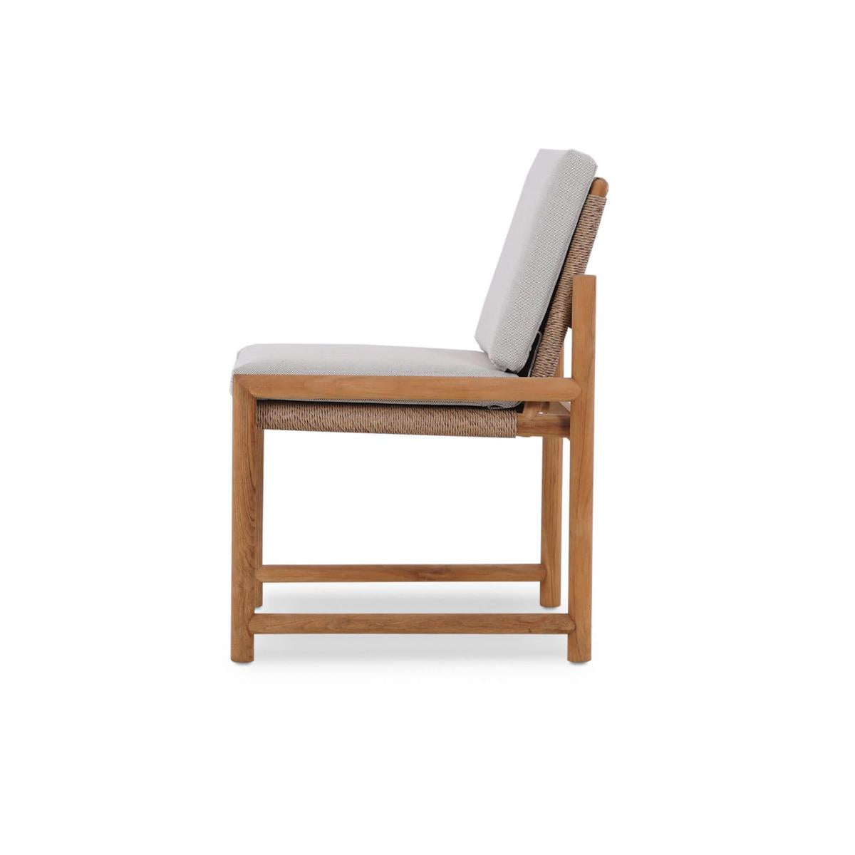 Bramble Jackson Side Chair w/ Seat & Back Cushions - Outdoor Teak — Natural Teak Fine Sanded / Sunbrella Sand Cream