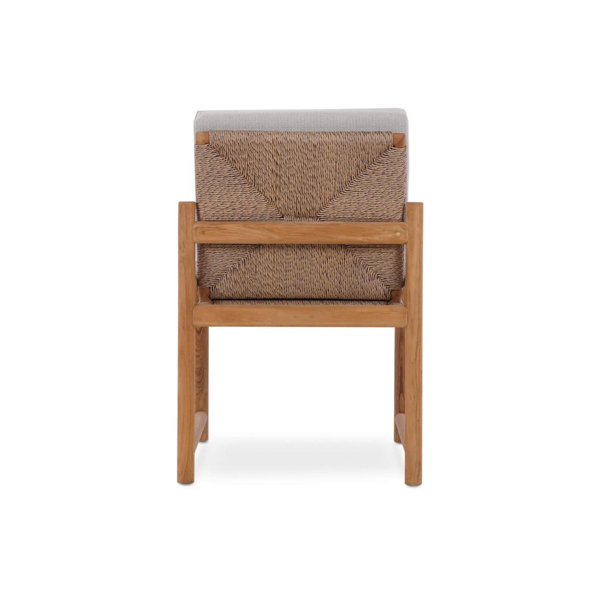 Bramble Jackson Side Chair w/ Seat & Back Cushions - Outdoor Teak — Natural Teak Fine Sanded / Sunbrella Sand Cream