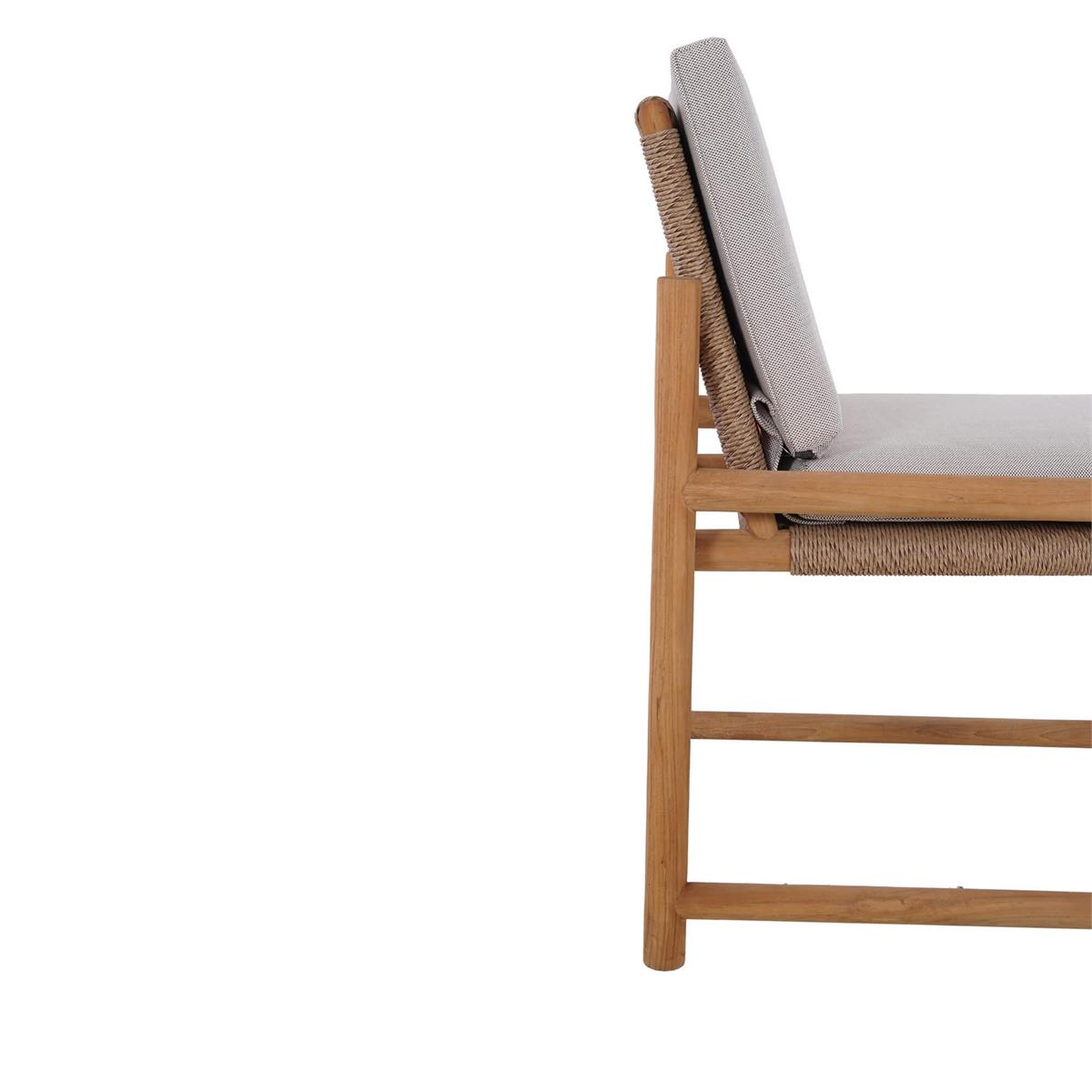 Bramble Jackson Side Chair w/ Seat & Back Cushions - Outdoor Teak — Natural Teak Fine Sanded / Sunbrella Sand Cream