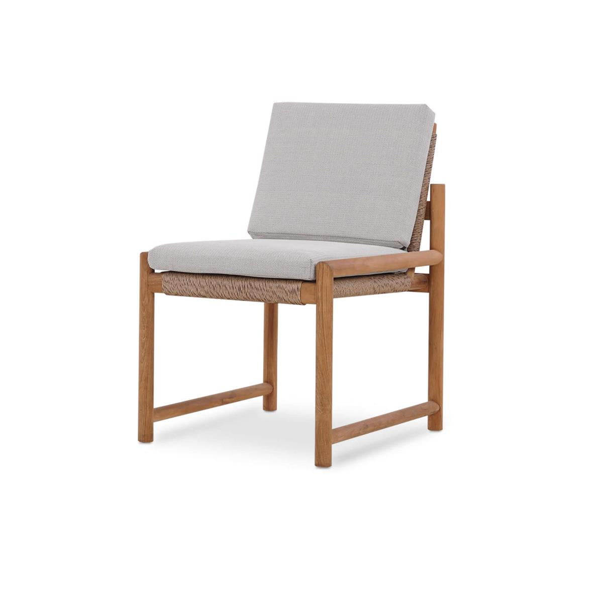 Bramble Jackson Side Chair w/ Seat & Back Cushions - Outdoor Teak — Natural Teak Fine Sanded / Sunbrella Sand Cream