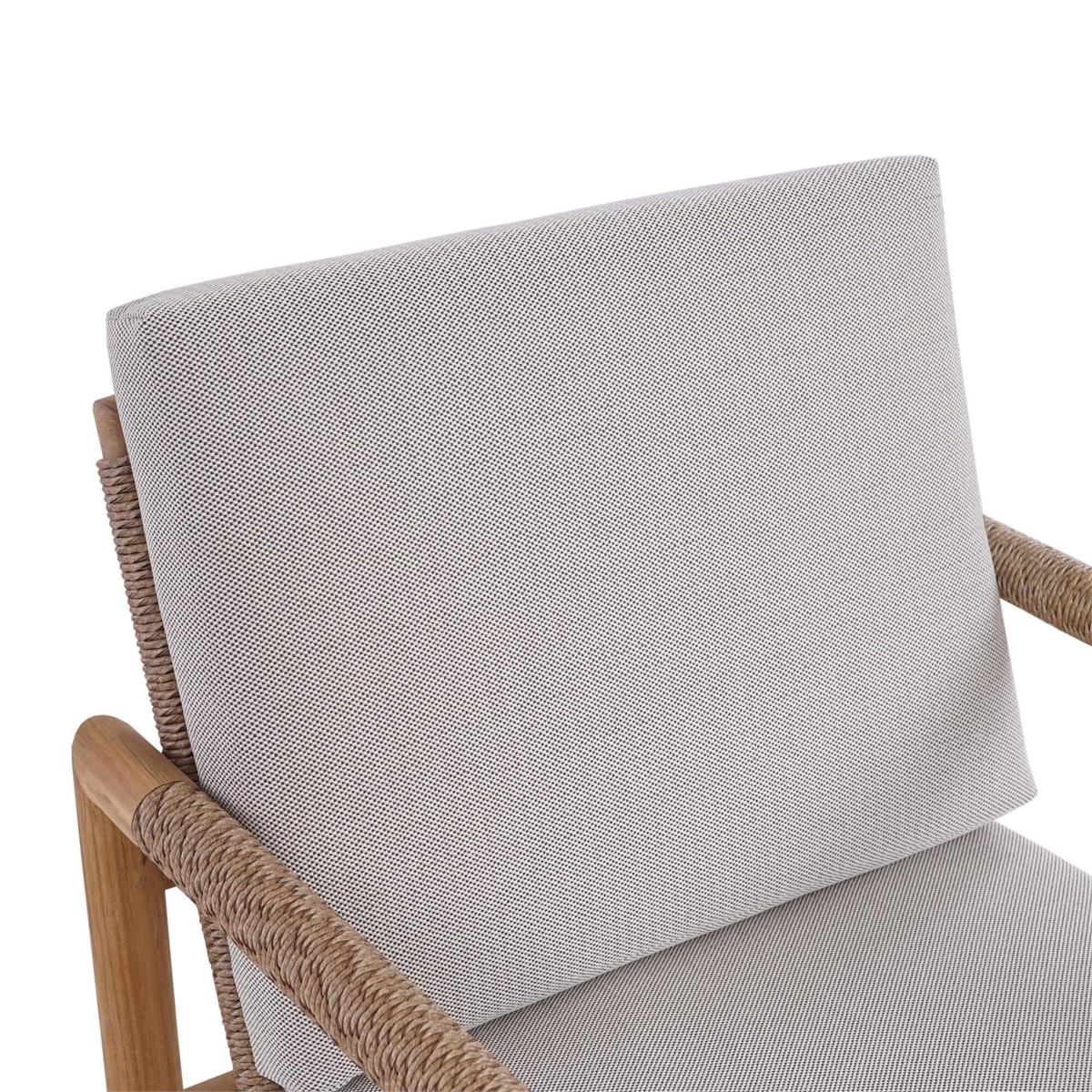 Bramble Jackson Dining Armchair w/ Seat & Back Cushions - Outdoor Teak — Natural Teak Fine Sanded / Sunbrella Sand Cream