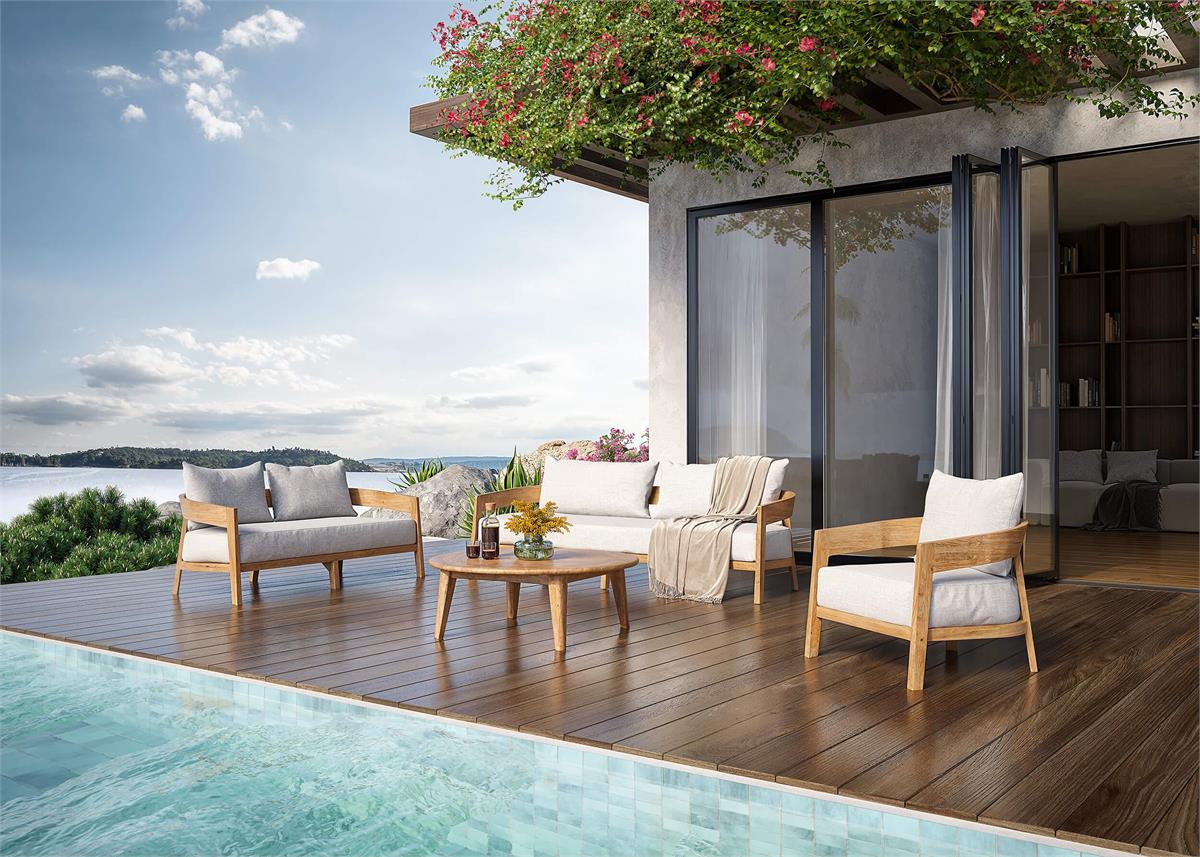 Bramble Stockton Round Coffee Table - Outdoor Teak — Natural Teak Fine Sanded