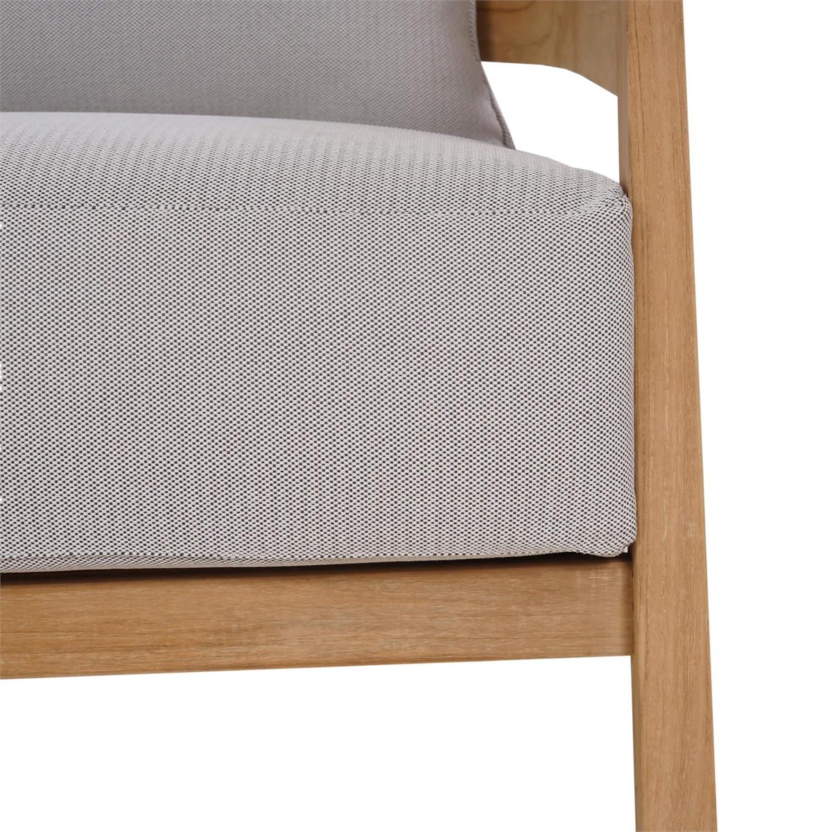 Bramble Raleigh Teak 3 Seater w/ Seat & Back Cushions - Outdoor Teak — Natural Teak Fine Sanded / Sunbrella Sand Cream