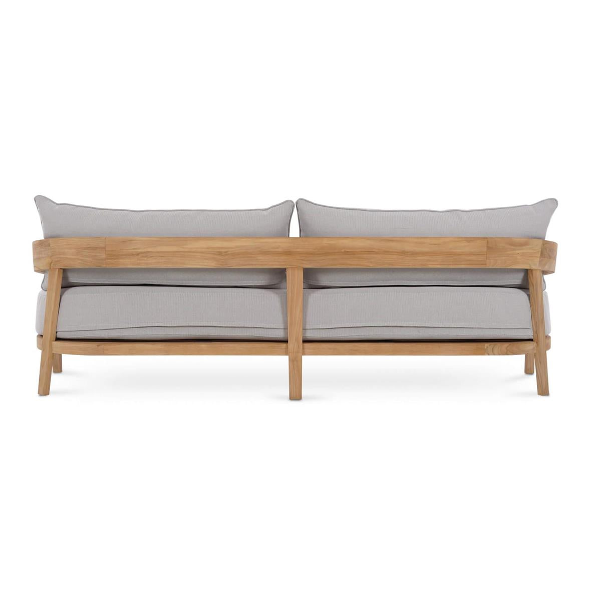 Bramble Raleigh Teak 3 Seater w/ Seat & Back Cushions - Outdoor Teak — Natural Teak Fine Sanded / Sunbrella Sand Cream