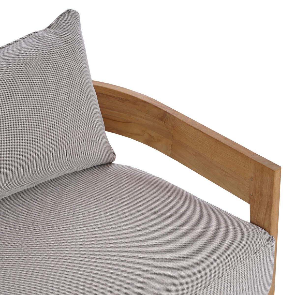 Bramble Raleigh Teak 3 Seater w/ Seat & Back Cushions - Outdoor Teak — Natural Teak Fine Sanded / Sunbrella Sand Cream