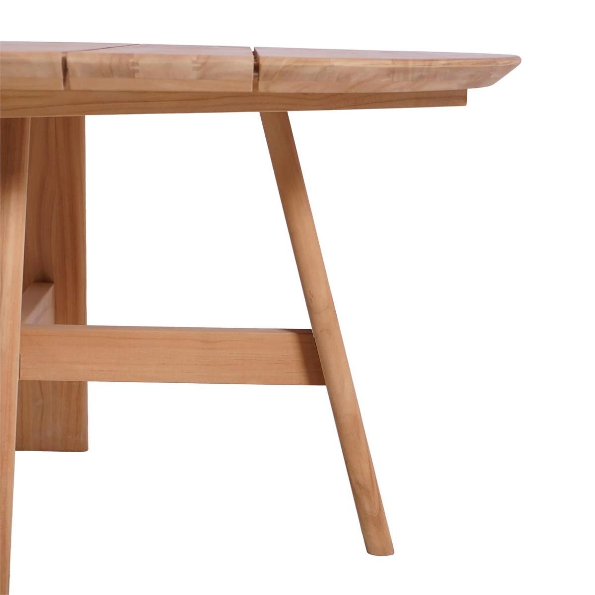 Bramble Sienna Round Dining Table 59'' - Outdoor Teak — Natural Teak Fine Sanded / Sunbrella Sand Cream